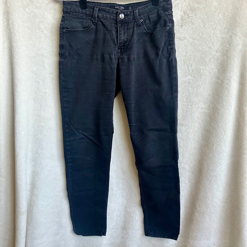 Max‎ Jeans Jegging Acid Wash Faded Black Charcoal Gray Stretch Pants Womens Sz 4